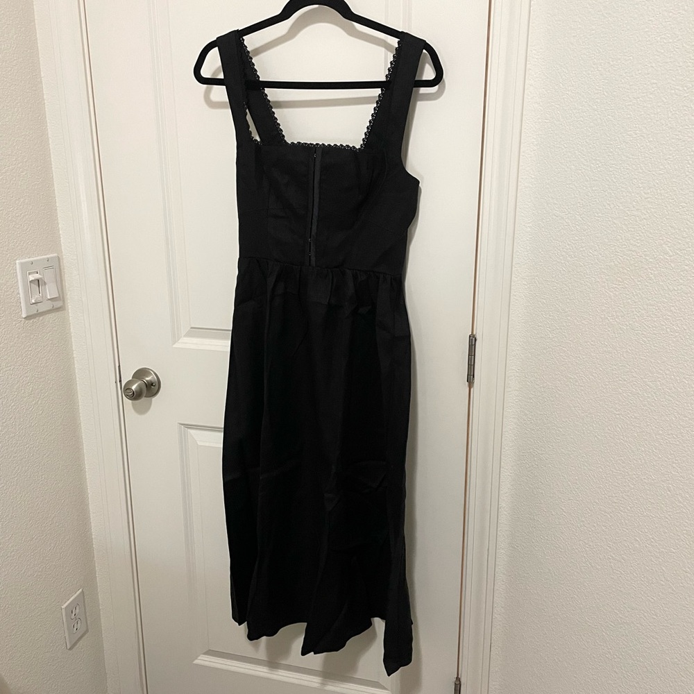 Reformation Tagliatelle Linen Dress Black NWOT - Picture 4 of 6